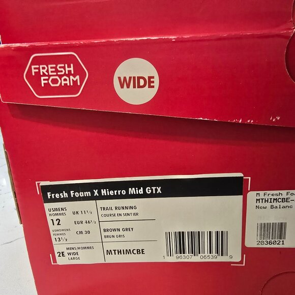 New Balance Fresh Foam Hierro Mid GTX Gore-Tex Hiking Boots Mens 2E Wide 12 - Picture 10 of 14